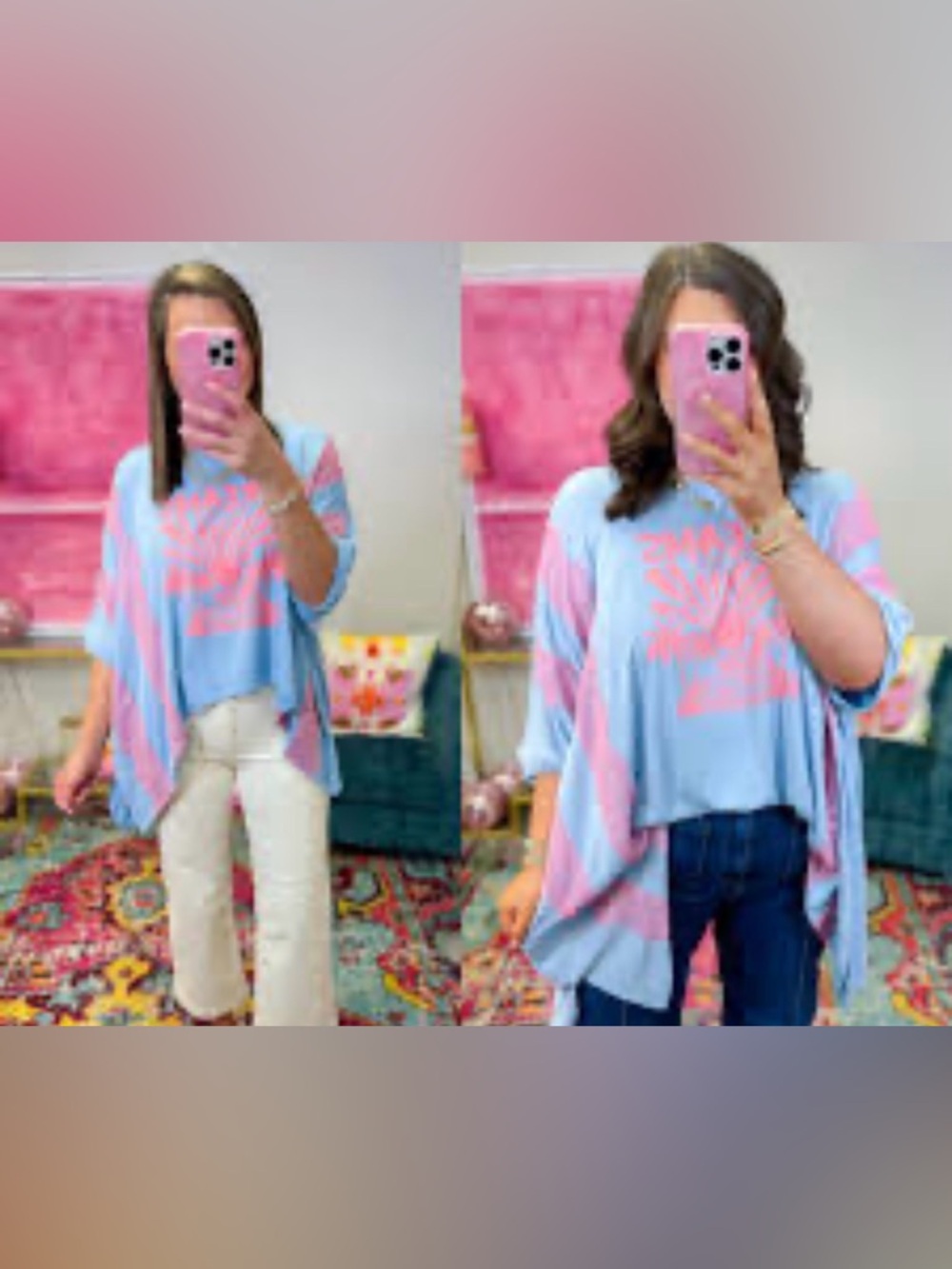 DAVI & DANI Blue and Pink Dreams Graphic Top